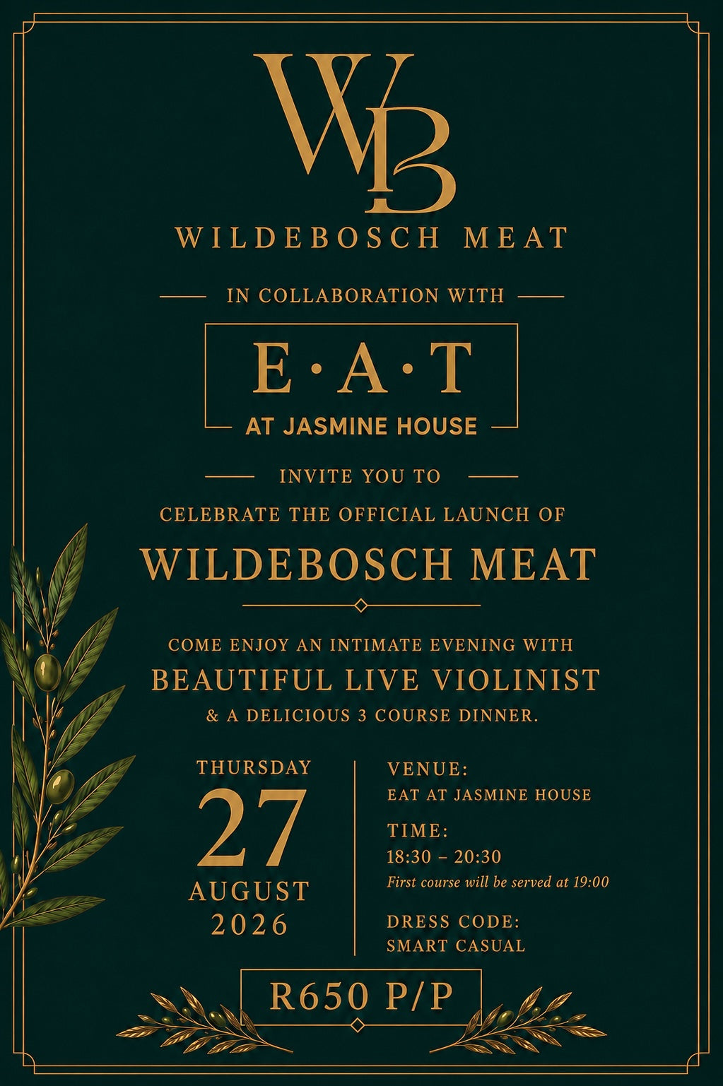 Official Launch Dinner (limited space, price per person)
